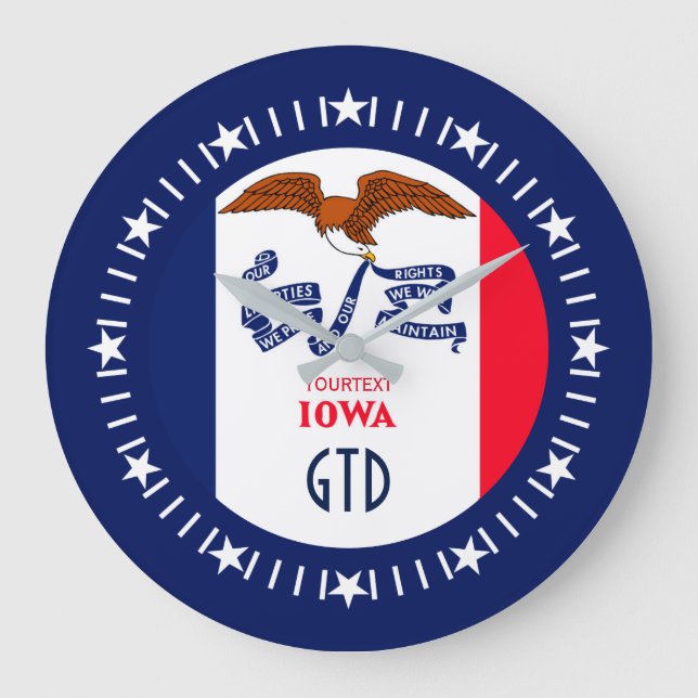 Personalized Iowa State Flag Design on Large Clock (Front)