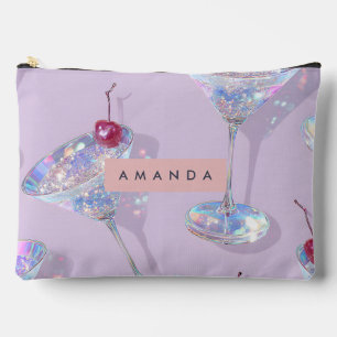 Personalized Iridescent Martini Glass Glitter Accessory Pouch