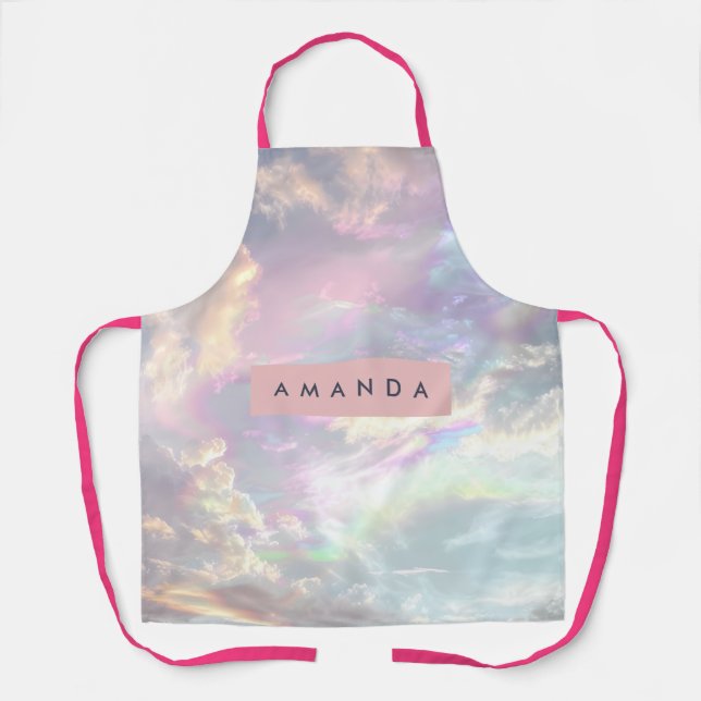 Personalized Iridescent Pastel Cloud Sky Apron (Front)
