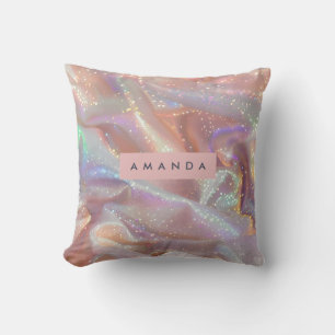 Personalized Iridescent Pastel Sparkle Satin Cushion