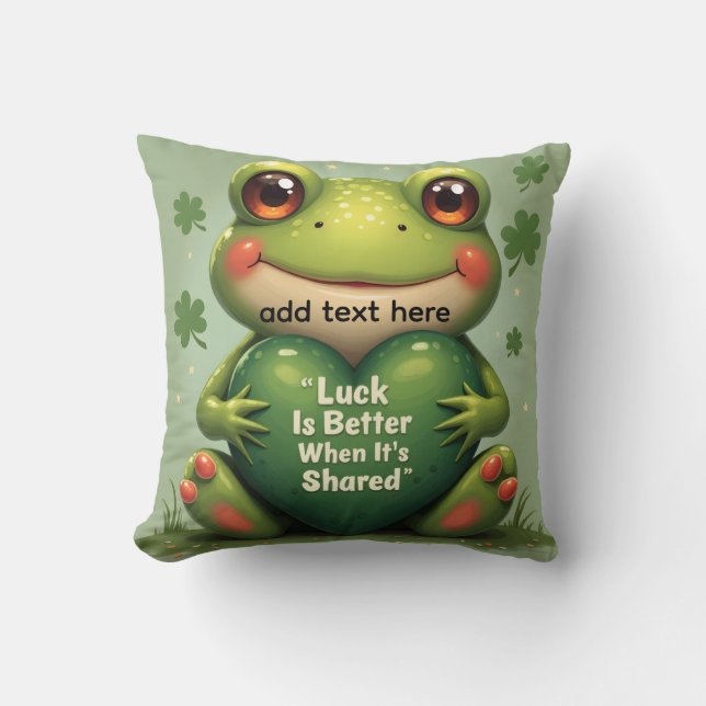 Personalized Irish Luck Frog  Cushion (Front)