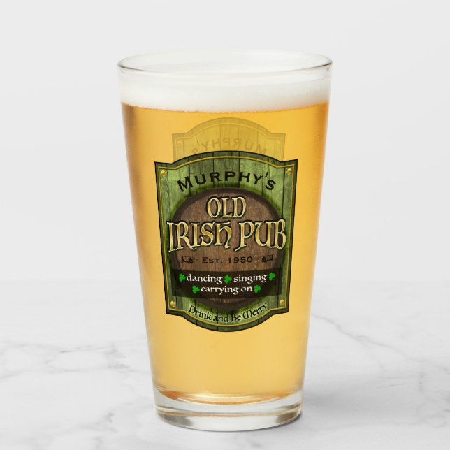 Personalized,  Irish Pub Sign Glass (Front Filled)