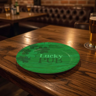 Personalized Irish Shamrock Lucky Pub Paper Plates