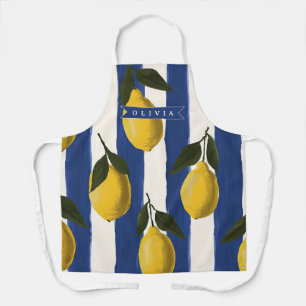 Personalized Italian Lemon Stripe Coastal  Apron