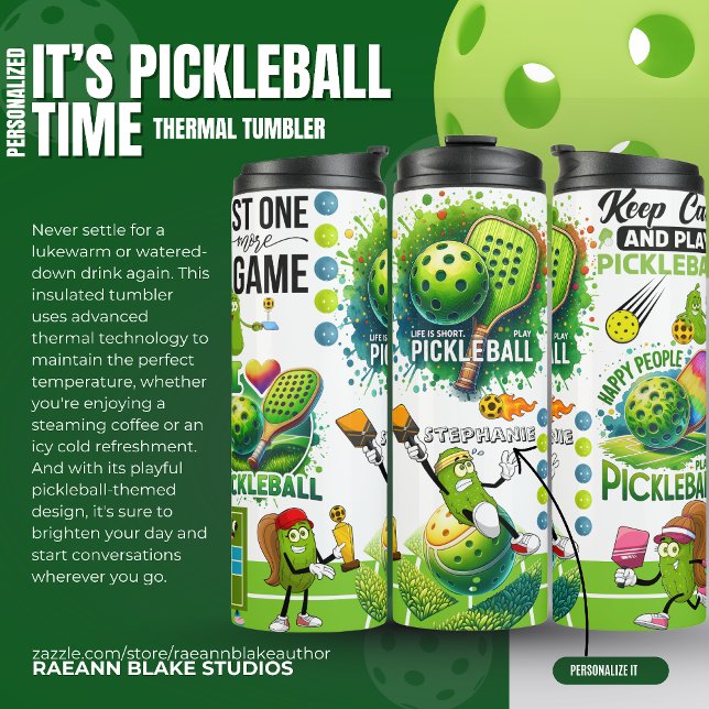 Personalized "It's Pickleball Time" Thermal Tumbler (Creator Uploaded)
