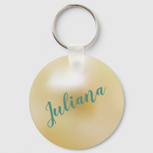 Personalized Ivory White Pearl Key Ring