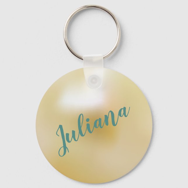 Personalized Ivory White Pearl Key Ring (Front)