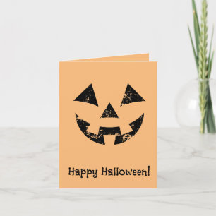 Personalized Jack-o-lantern pumpkin face Halloween Note Card