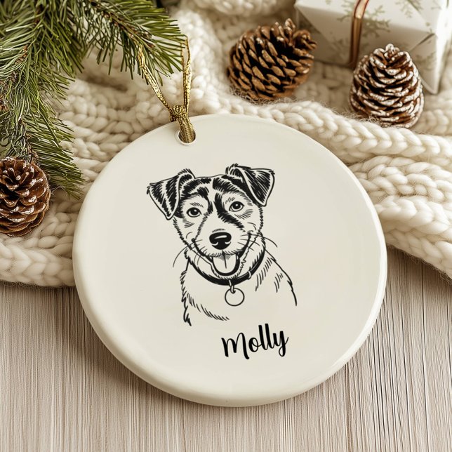 Personalized Jack Russel Terrier Dog Christmas Ceramic Ornament (Creator Uploaded)