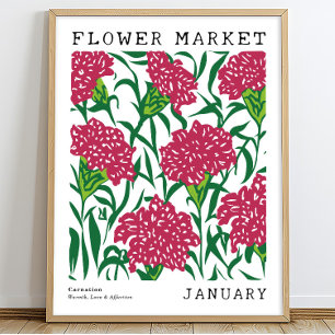 Personalized January Birth Flower Market Poster