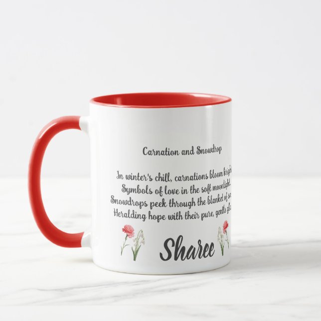 Personalized January Birth Flower Mug (Left)