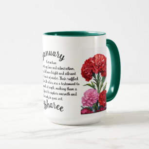 Personalized January Birth Flower Mug