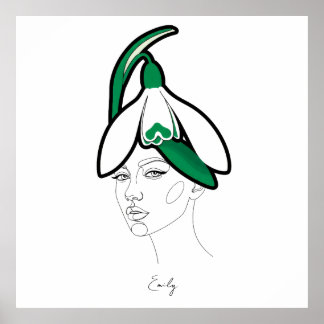 Personalized January Birth Flower Portrait Poster