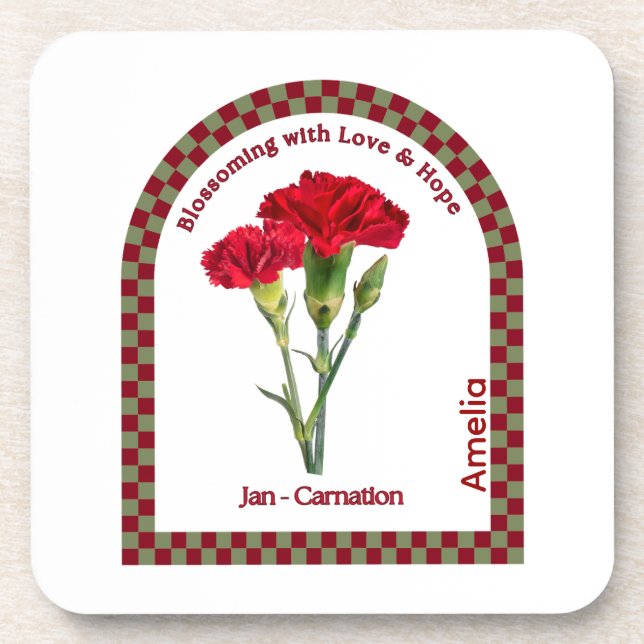 Personalized January Birth Month Flower Coaster (Front)