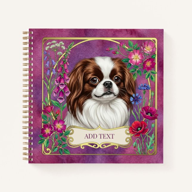 Personalized Japanese Chin Pink Notebook (Front)