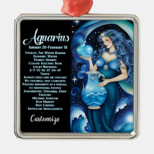 Personalized Jewel Galaxy Zodiac Aquarius Metal Ornament