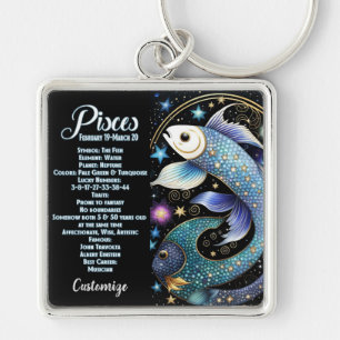 Personalized Jewel Galaxy Zodiac Pisces Key Ring