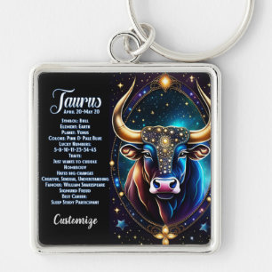 Personalized Jewel Galaxy Zodiac Taurus Key Ring