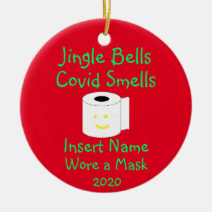 Personalized Jingle Bells, Covid-19 Smells Ceramic Ornament