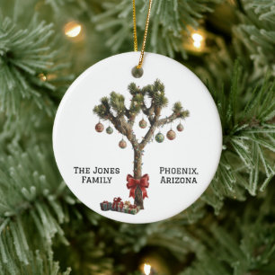 Personalized Joshua Tree Decorated for Christmas Ceramic Ornament