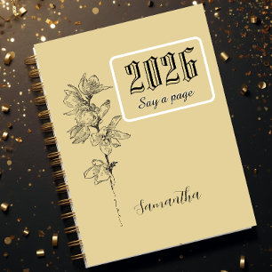 Personalized Journal With Name,Engrave birthflower