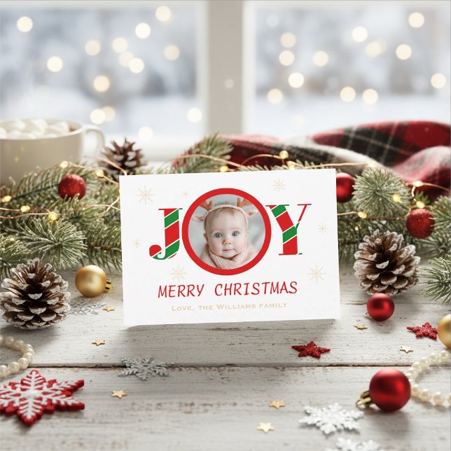 Personalized Joy Christmas Photo Holiday Card (Creator Uploaded)