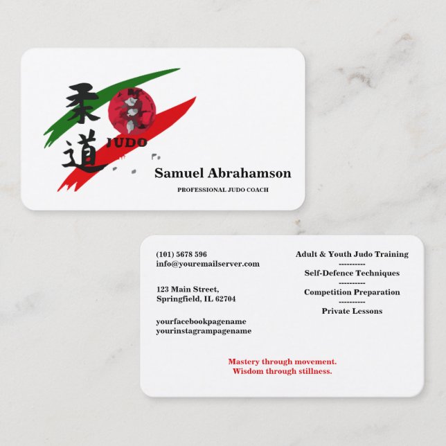 Personalized Judo instructor - Karte  Business Card (Front/Back)