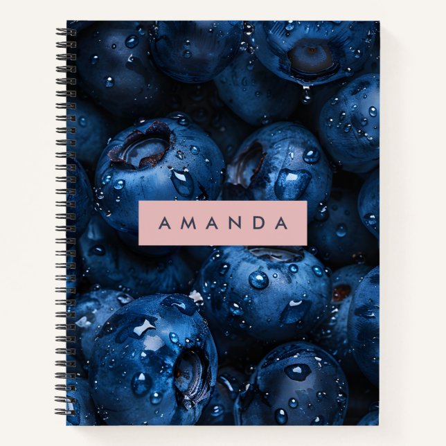 Personalized Juicy Fruit Blueberry Design Notebook (Front)