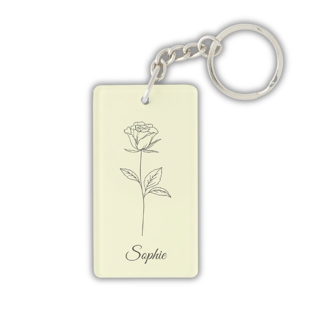 Personalized June Birth Flower Rose Keychain (Creator Uploaded)