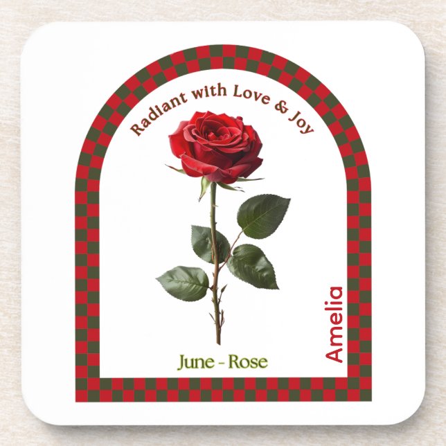 Personalized June Birth Month Flower Coaster (Front)