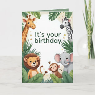 Personalized Jungle Animals Birthday Card