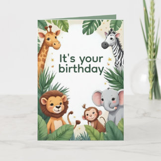 Personalized Jungle Animals Birthday Card