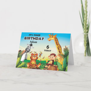 Personalized Jungle Safari Children's Birthday Card