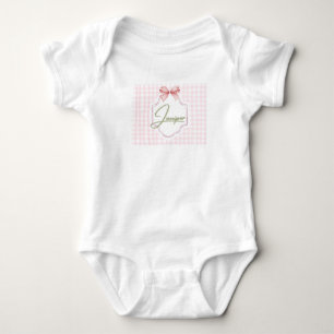 Personalized Juniper Baby Girl Nursery BowGingham Bodysuit