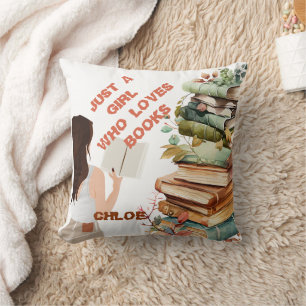Personalized Just a Girl Who Loves Books Cushion