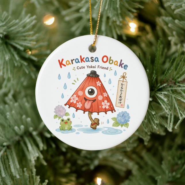 Personalized Karakasa Obake Mug | Custom Name & Me Ceramic Ornament (Tree)