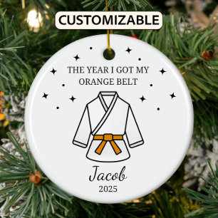 Personalized Karate Orange Belt, Taekwondo Outfit Ceramic Ornament