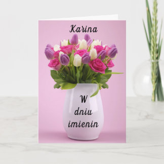 Personalized Karina Polish name day card