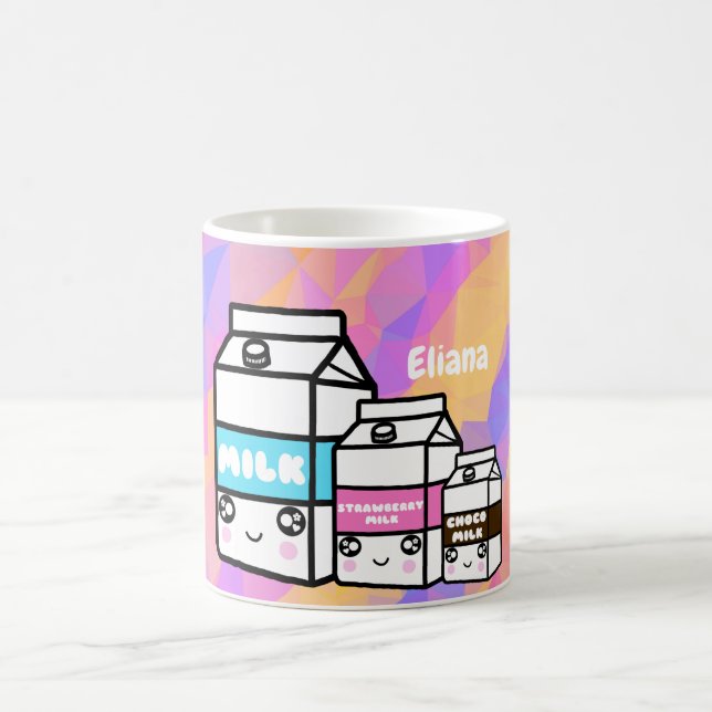 Personalized Kawaii Milk Trio Drawing Mosaic Mug (Center)