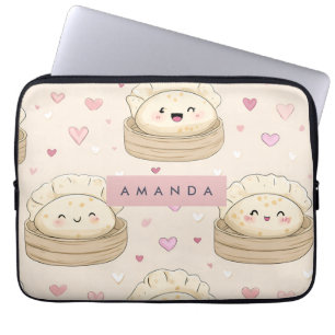 Personalized Kawaii Pastel Dumpling Pattern Laptop Sleeve