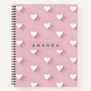 Personalized Kawaii Soft Pink Heart  Notebook