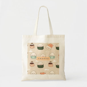 Personalized Kawaii Sushi Japanese Food Pattern Tote Bag