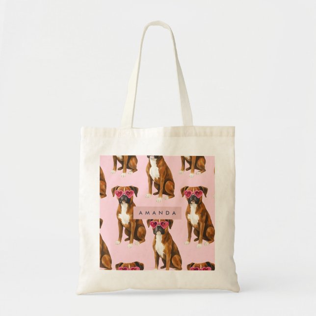 Personalized Kawaii Trendy Boxer Dog  Tote Bag (Front)