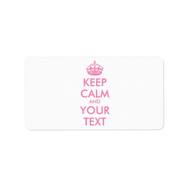 Personalized KEEP CALM and YOUR TEXT - pale pink Label (Front)