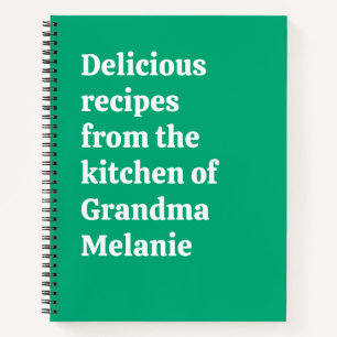 Personalized Keepsake Green Grandma Recipe Notebook