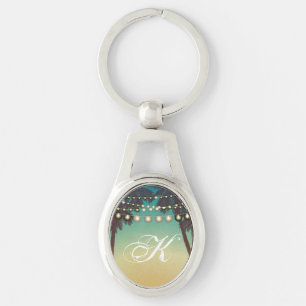 Personalized Key Chain Beach Sunset Palm Trees Srt