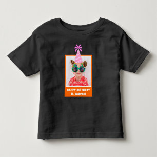 Personalized Kid Photo Happy Birthday w/ Pink Hat Toddler T-Shirt