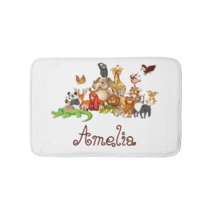 Personalized Kid's animals  Bath Mat