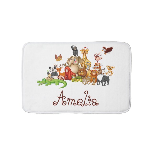 Personalized Kid's animals  Bath Mat (Front)