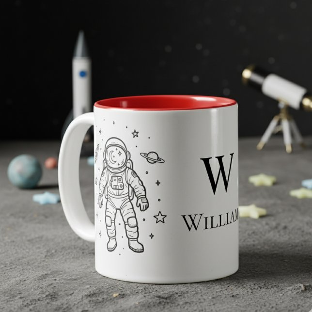 Personalized Kids Astronaut Two-Tone Coffee Mug (Creator Uploaded)